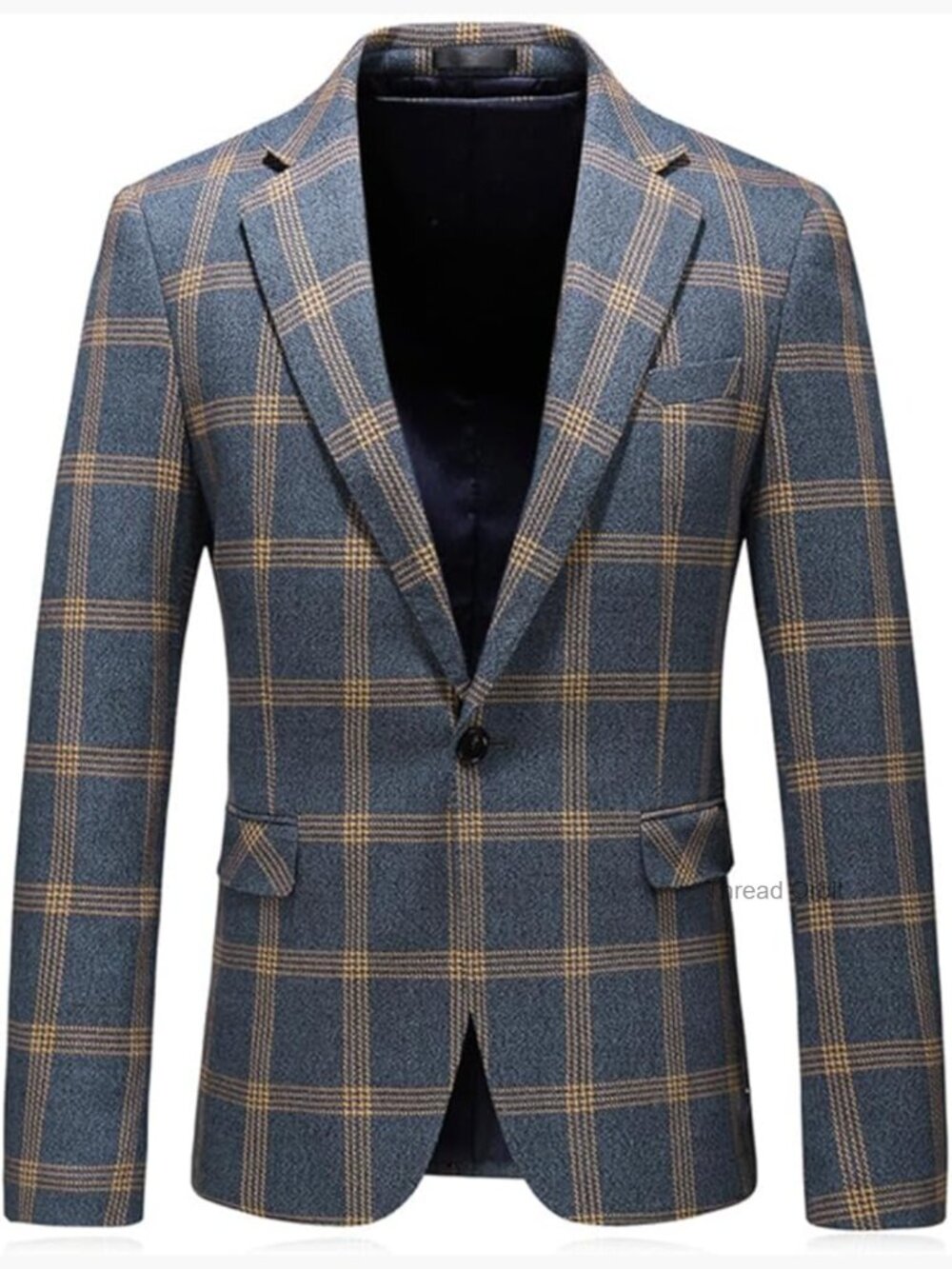 Men's Slim Fit Plaid Blazer Sport Coat Polyester Casual Wedding Party